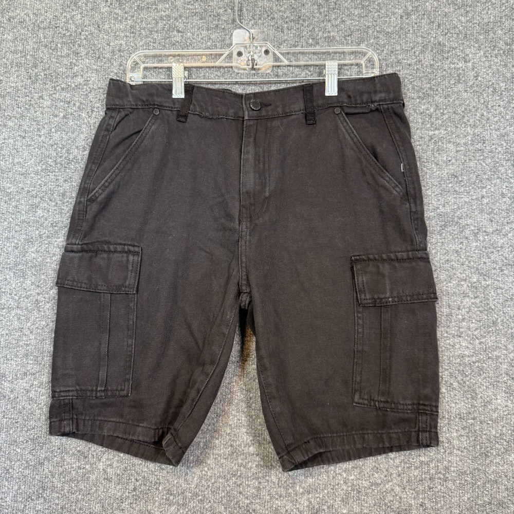 Steves Jeans Cargo Shorts Mens 30 Black Denim Jean Casual Relaxed Belt Loops - Picture 1 of 11
